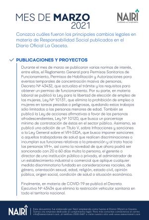 Reporte de Actualización Legal en RS y Sostenibilidad - Marzo 2022