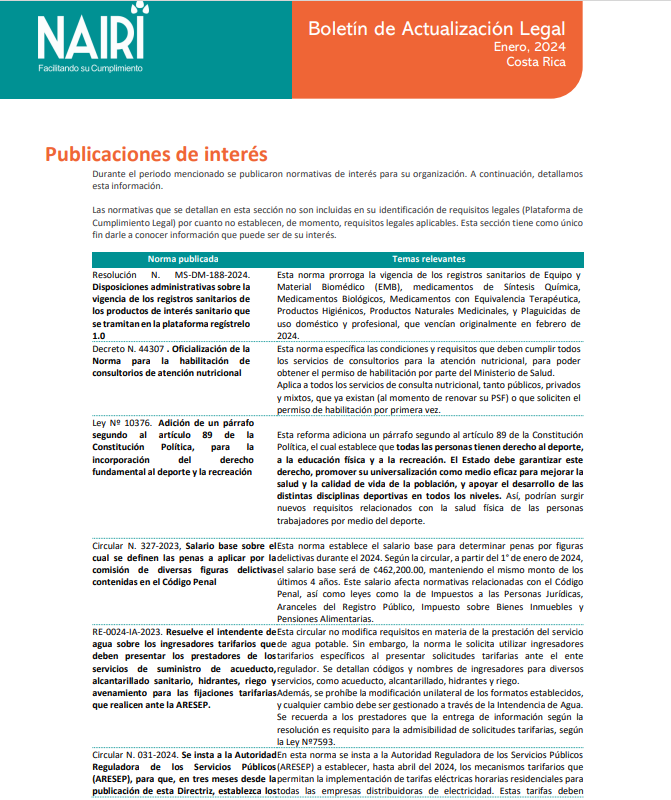 Portada del Reporte de Actualización Legal en RS y Sostenibilidad – Enero 2024