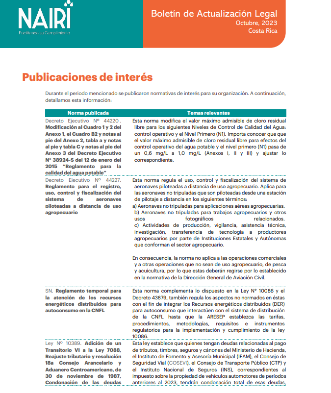 Portada del Reporte de Actualización Legal en RS y Sostenibilidad – Octubre 2023