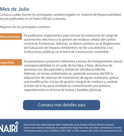  Reporte de Actualización Legal en RS y Sostenibilidad - Julio 2019 
