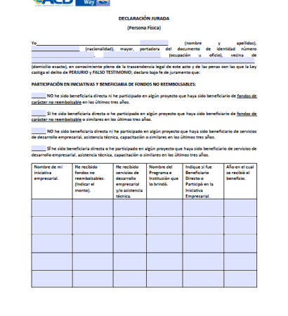 Declaración Jurada Persona física - Mujeres Crecen