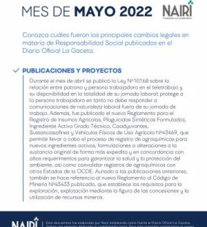 Reporte de Actualización Legal en RS y Sostenibilidad - Abril 2022