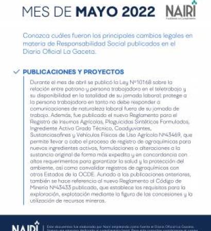  Reporte de Actualización Legal en RS y Sostenibilidad - Mayo 2022
