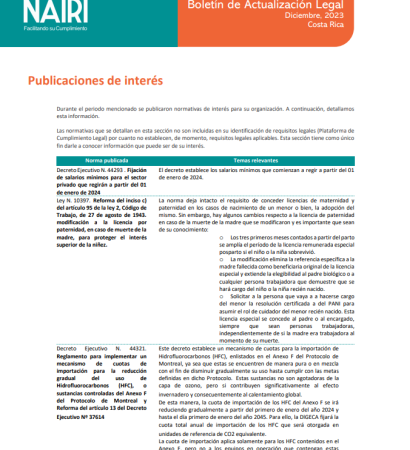 Portada del Reporte de Actualización Legal en RS y Sostenibilidad – Diciembre  2023