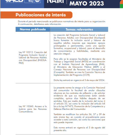 Portada del Reporte de Actualización Legal en RS y Sostenibilidad – Mayo 2023