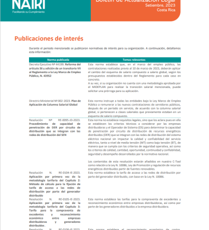 Portada del Reporte de Actualización Legal en RS y Sostenibilidad – Setiembre 2023