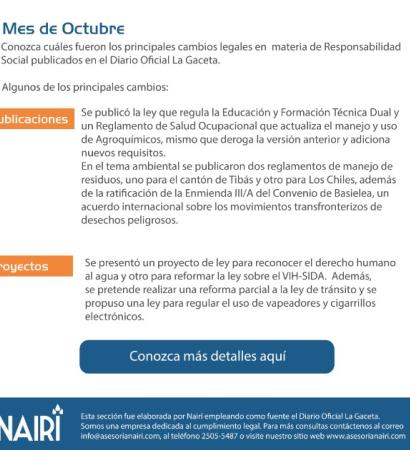 Reporte de Actualización Legal en RS y Sostenibilidad - Octubre 2019