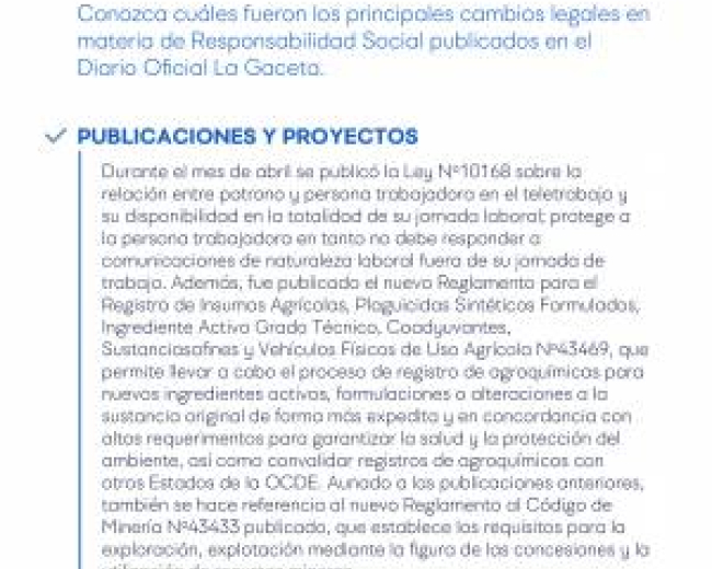 Reporte de Actualización Legal en RS y Sostenibilidad - Abril 2022