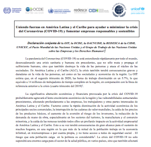  Uniendo fuerzas en América Latina y el Caribe para ayudar a minimizar la crisis del Coronavirus (COVID-19) y fomentar empresas responsables y sostenibles 